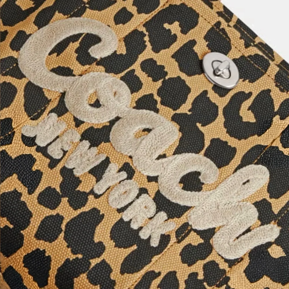Coach Leopard Print Canvas Tote in Brown and Black - Picture 5 of 7